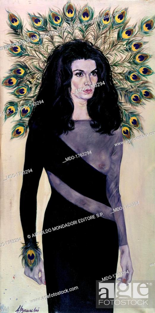 Stock Photo: Florinda Bolkan, by Fabrizio Bruschi, 20th Century. Private collection. Whole art work view. Portait of the brasilian actress.