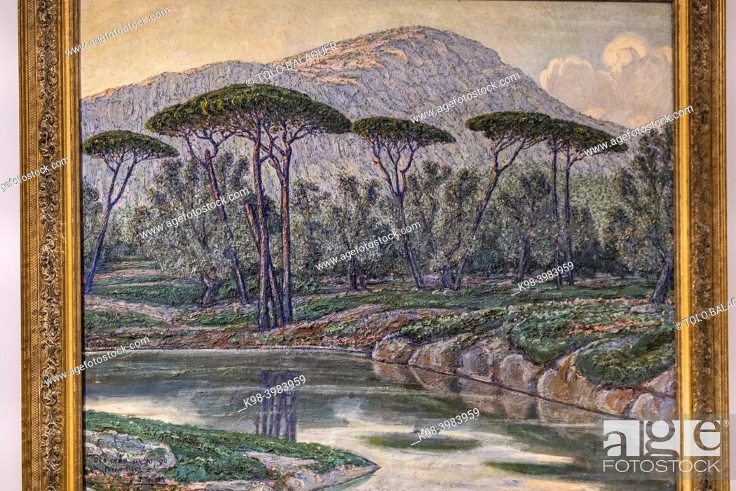 Stock Photo: Landscape of Pollença, 1919, oil on canvas, Joaquin Tudela, Mallorca, Balearic Islands, Spain.