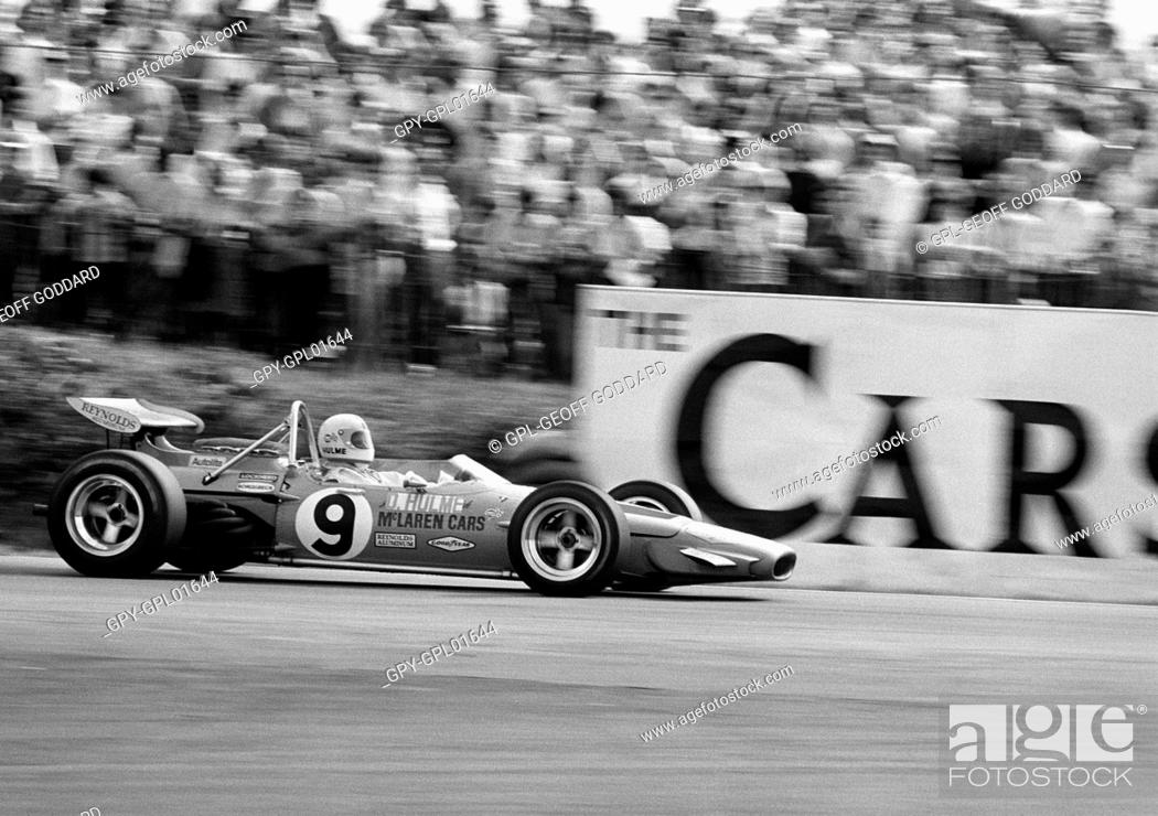 Stock Photo: Denny Hulme in a McLaren M14A, finished 3rd in the British GP, Brands Hatch, England 18 July 1970.
