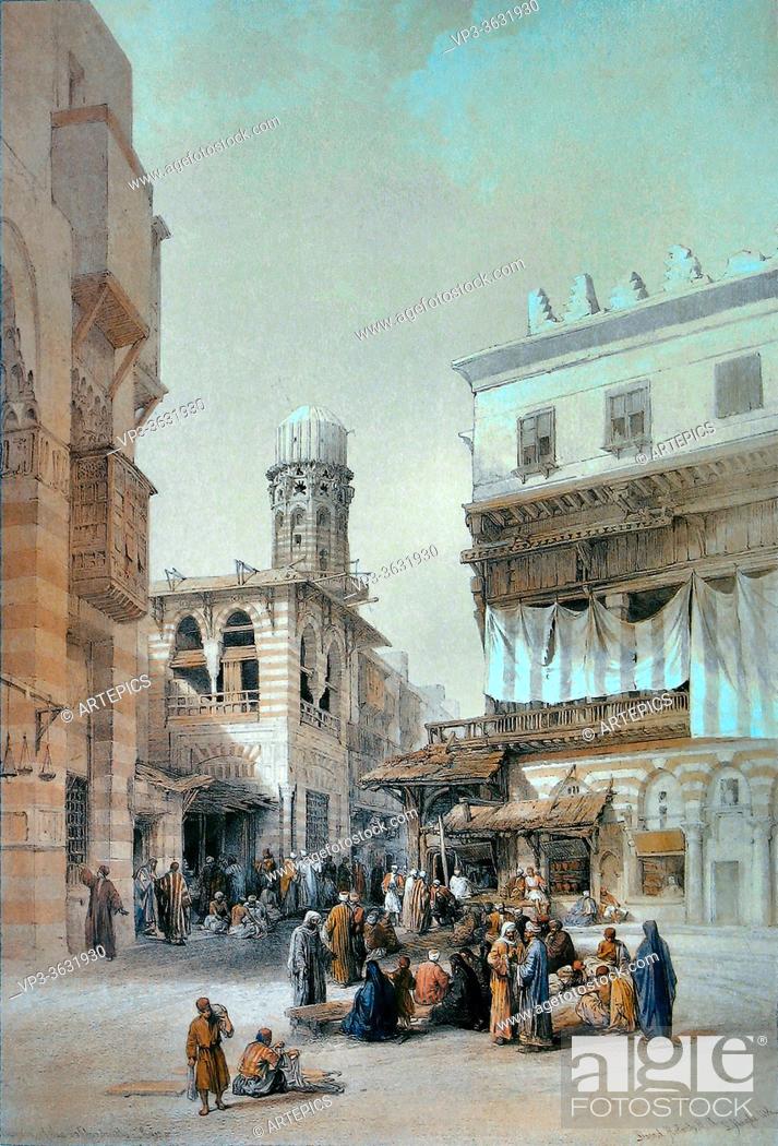 Imagen: Roberts David - Bazaar of the Coppersmiths Cairo 1 - British School - 19th Century.