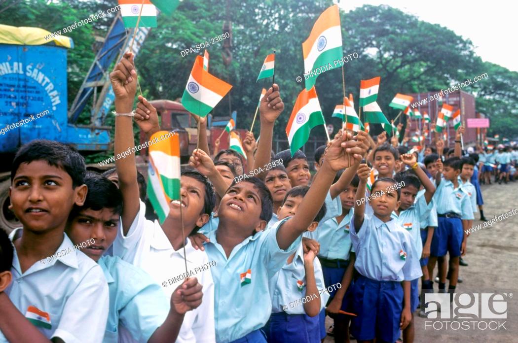 Stock Photo: Children Kids Celebrating Independence Day , bombay mumbai , maharashtra , idnia.