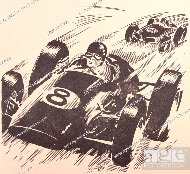 1950s, super book for boys, schooldays, illustration, racing cars, Stock  Photo, Picture And Rights Managed Image. Pic. MEV-11987799 | agefotostock