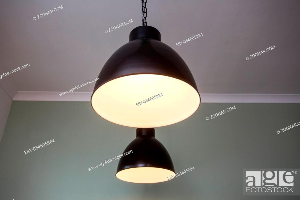 Stock Photo: Ceiling light closeup, hanging from the ceiling modern design. home decoration.