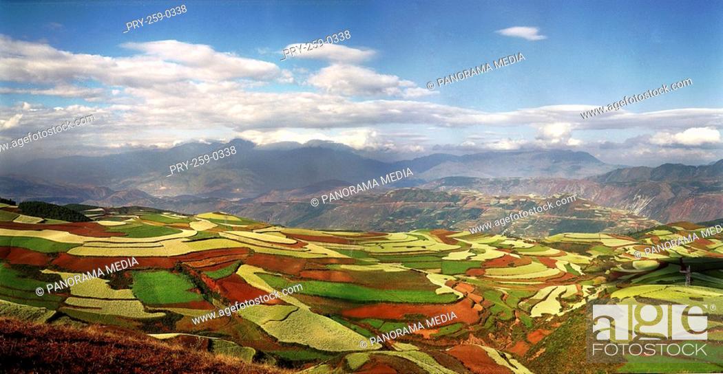 Stock Photo: the red soil in Dongzhuan, Yunnan Province, China.