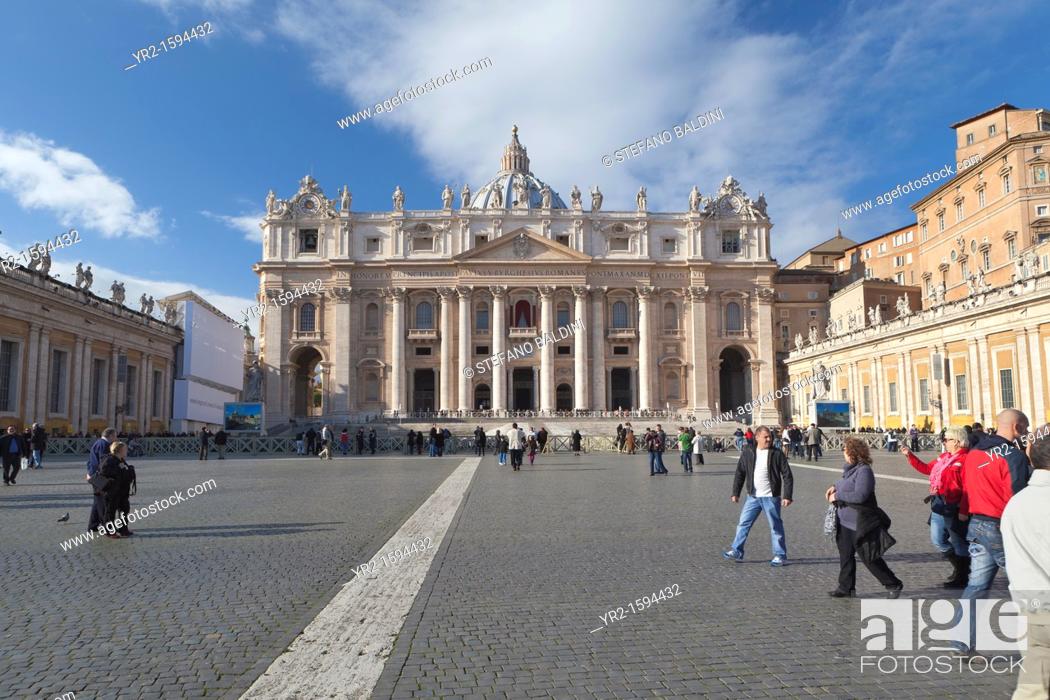 Stock Photo: St Peter's Basilica, facade, Vatican City, Rome, Italy.