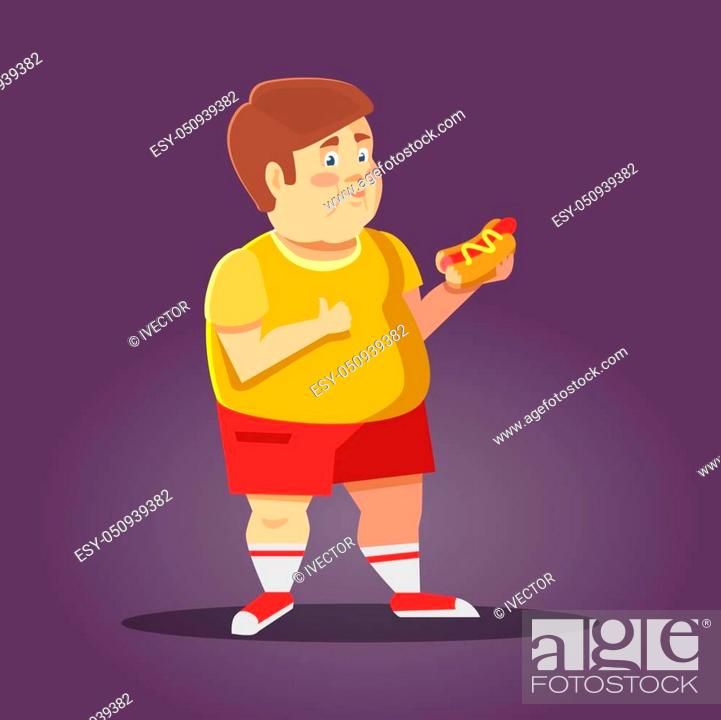 Fat Boy with Fast Food. Unhealthy Eating. Vector cartoon illustration,  Stock Vector, Vector And Low Budget Royalty Free Image. Pic. ESY-050939382  | agefotostock