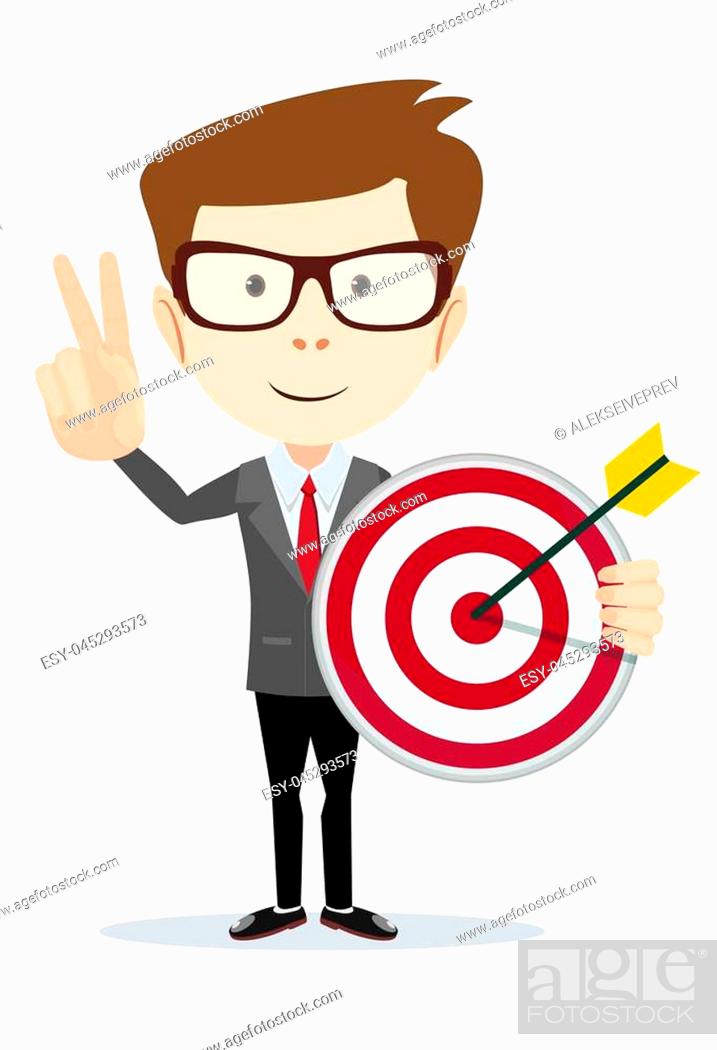 Cartoon business man holding a dart board with a direct hit on target,  Stock Vector, Vector And Low Budget Royalty Free Image. Pic. ESY-045293573  | agefotostock