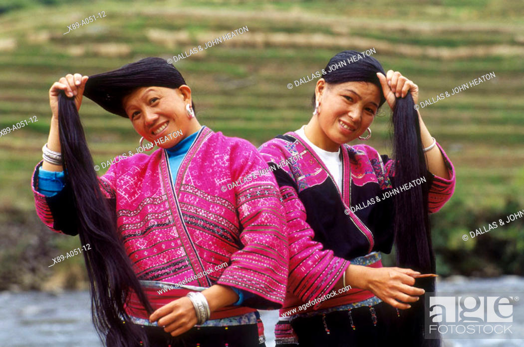China, Longshen, Long Hair Yao Women, Stock Photo, Picture And Rights  Managed Image. Pic. X89-A051-12 | agefotostock