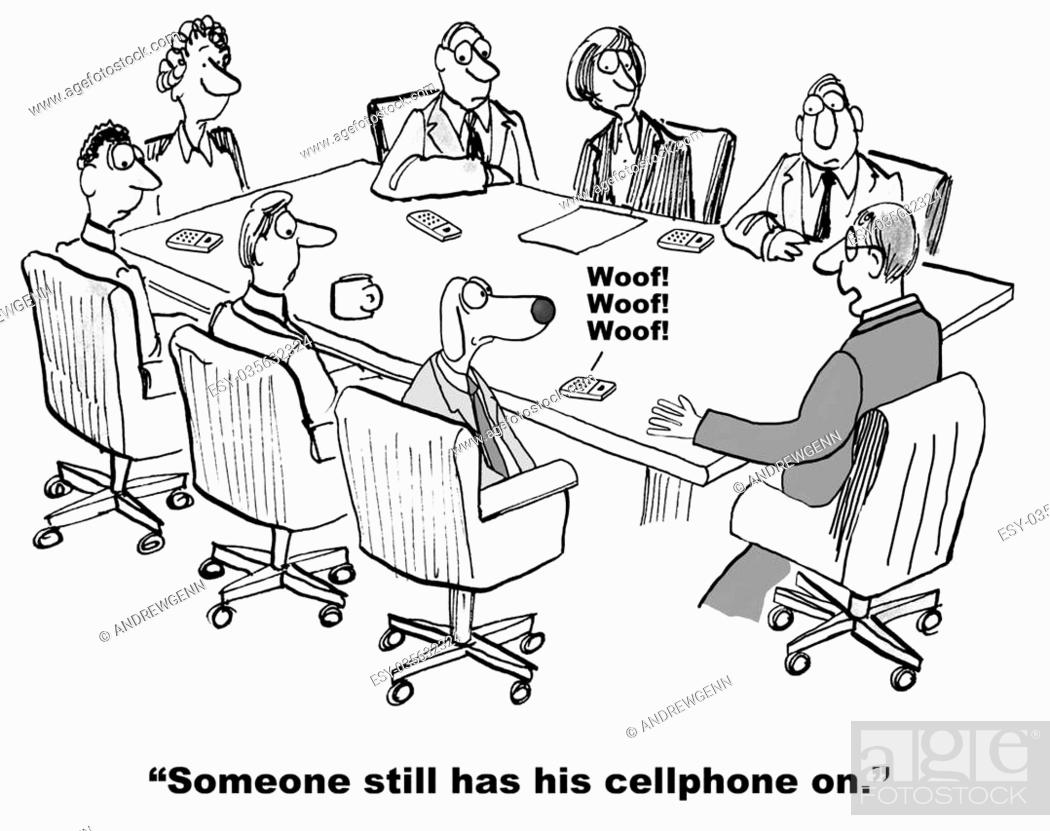 Business cartoon of business meeting and a cellphone rings interrupting the  meeting, Stock Photo, Picture And Low Budget Royalty Free Image. Pic.  ESY-035632324 | agefotostock