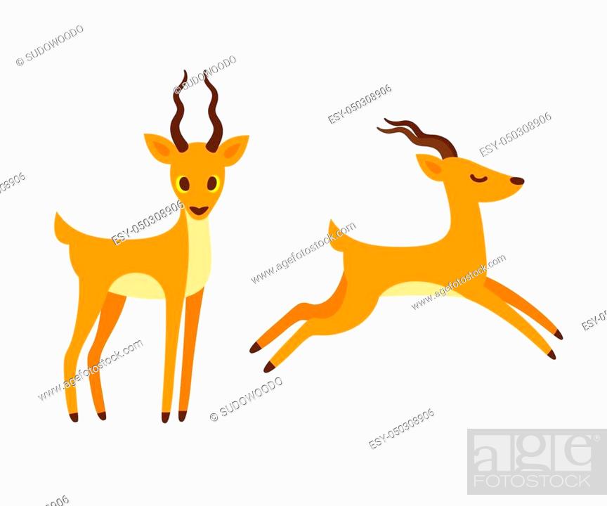 African antelope cartoon drawing. Standing and running side view, Stock  Vector, Vector And Low Budget Royalty Free Image. Pic. ESY-050308906 |  agefotostock