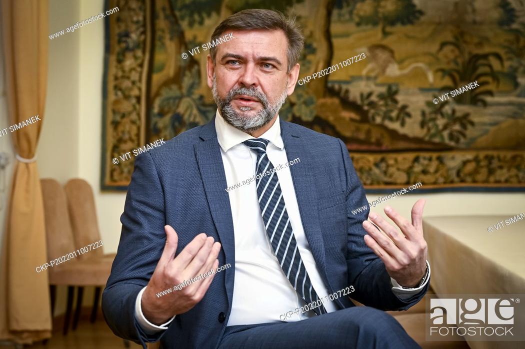 Stock Photo: Ambassador of the Czech Republic to Georgia speaks during the interview with the Czech News Agency in Prague, Czech Republic, January 10, 2022.