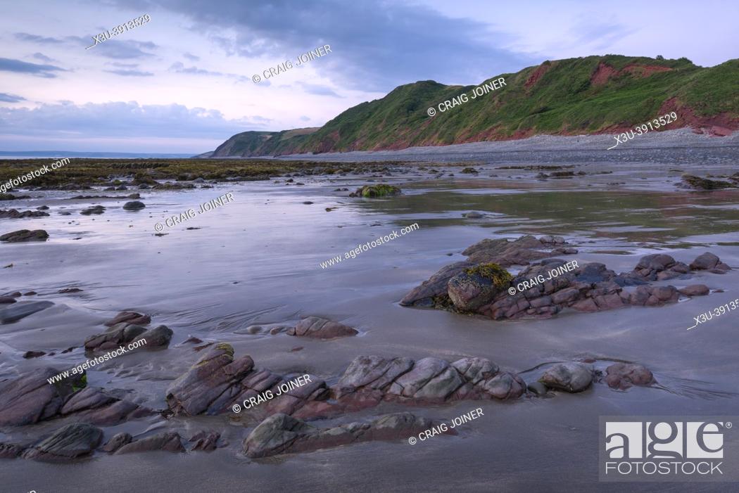 Stock Photo: Peppercombe beach at low tide on the North Devon coast, England.