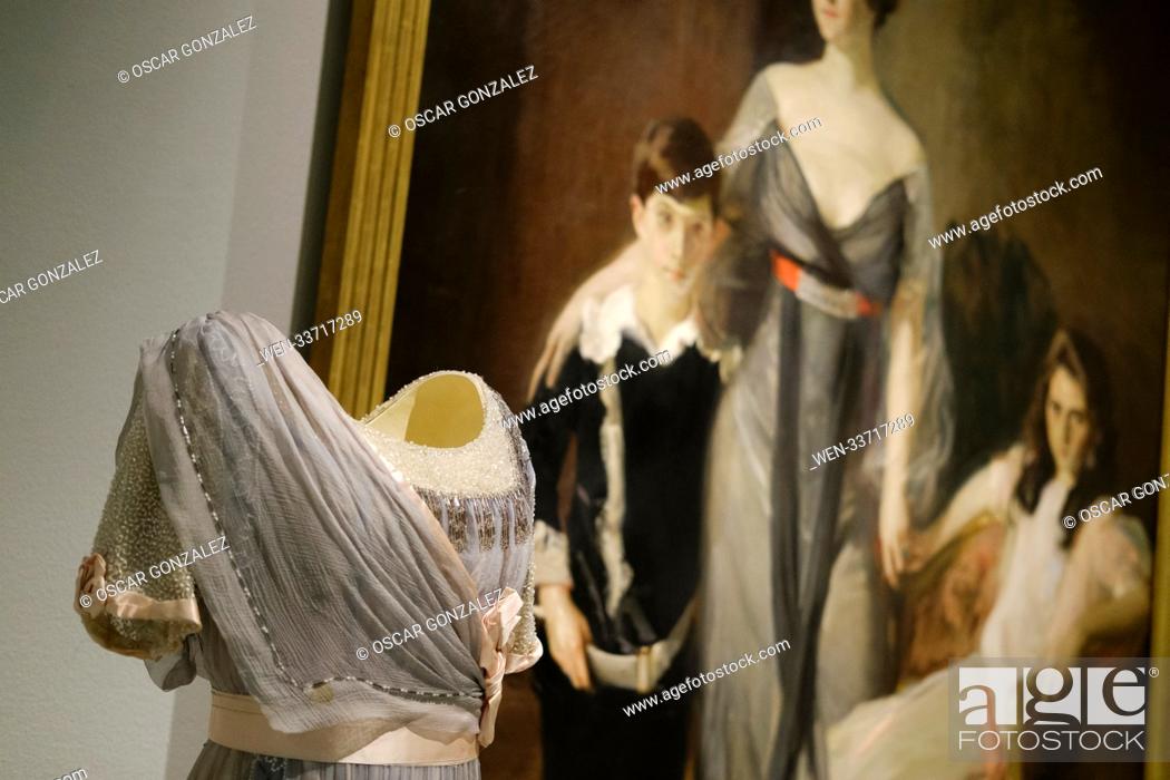 Stock Photo: The Sorolla & Fashion exhibition at the Thyssen-Bornemisza Museum in Madrid, Spain, devoted to Joaquín Sorolla's influence in fashion and features some 70.