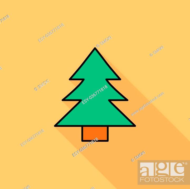 Stock Vector: Conifer icon. Flat vector related icon with long shadow for web and mobile applications. It can be used as - logo, pictogram, icon, infographic element.
