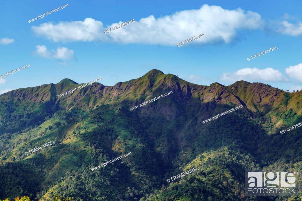 Stock Photo: mountains names Khao Chang Phueak at Thong Pha Phum National Park, Kanchanaburi province, Thailand, panning in wide angle, panorama view.