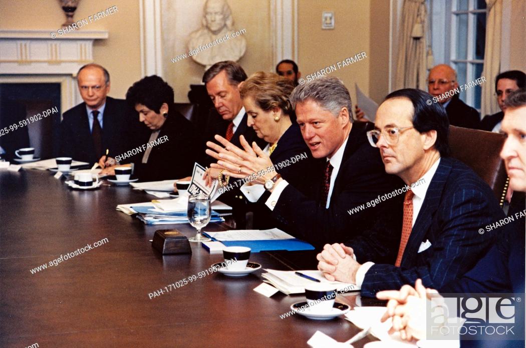 United States President Bill Clinton Chairs A Cabinet Meeting In