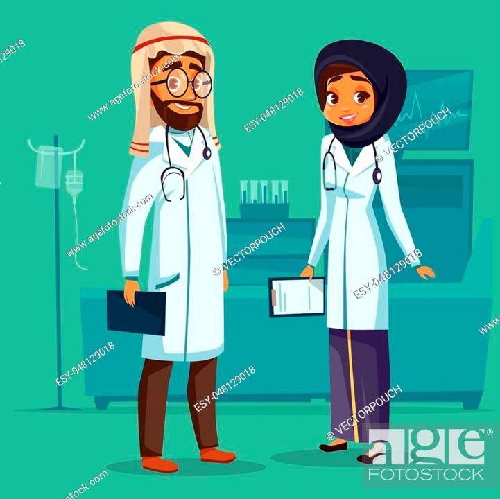 Vector cartoon muslim arab khaliji male female doctor nurse, Stock Vector,  Vector And Low Budget Royalty Free Image. Pic. ESY-048129018 | agefotostock