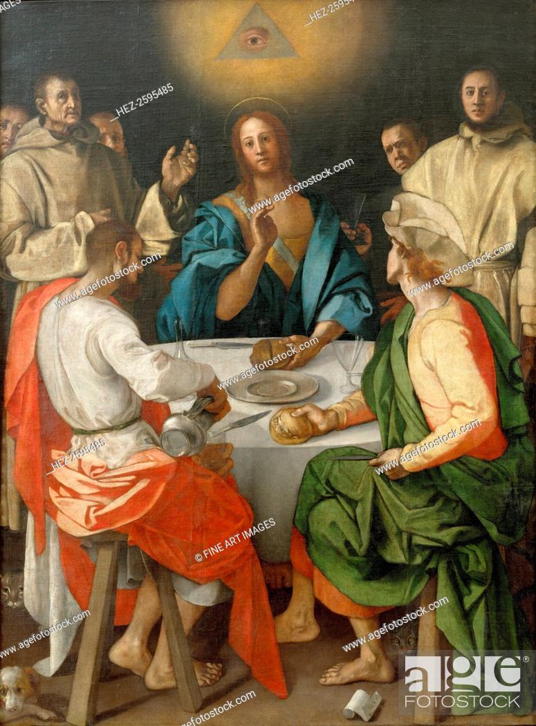 Stock Photo: The Supper at Emmaus, 1525. Found in the collection of the Galleria degli Uffizi, Florence.