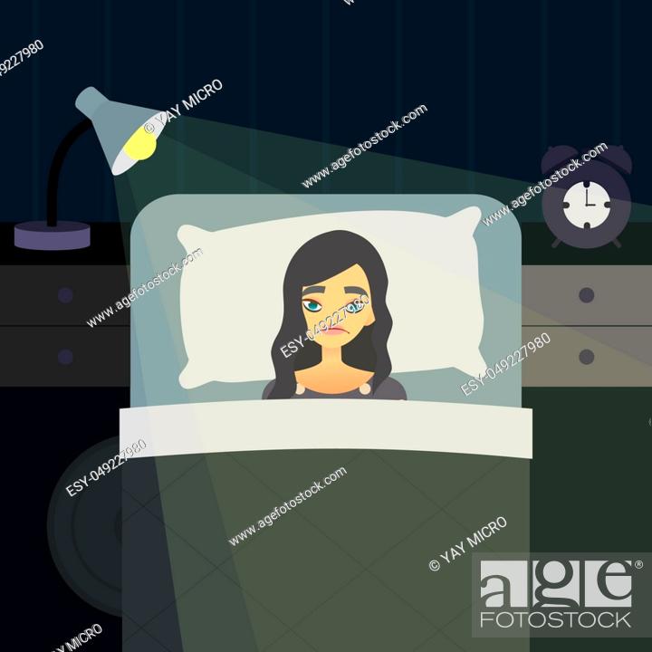 Sleepless Insomnia concept art. Tired woman on the bed can not sleep, Stock  Photo, Picture And Low Budget Royalty Free Image. Pic. ESY-049227980 |  agefotostock