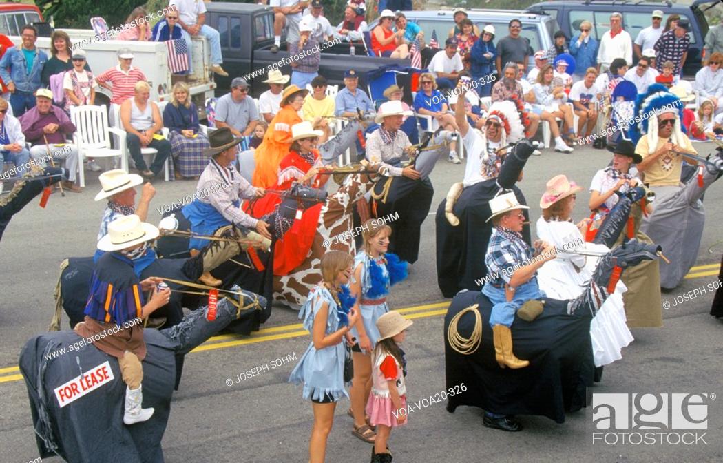 Stock Photo: Marchers in July 4th Parade, Cayucos, California.