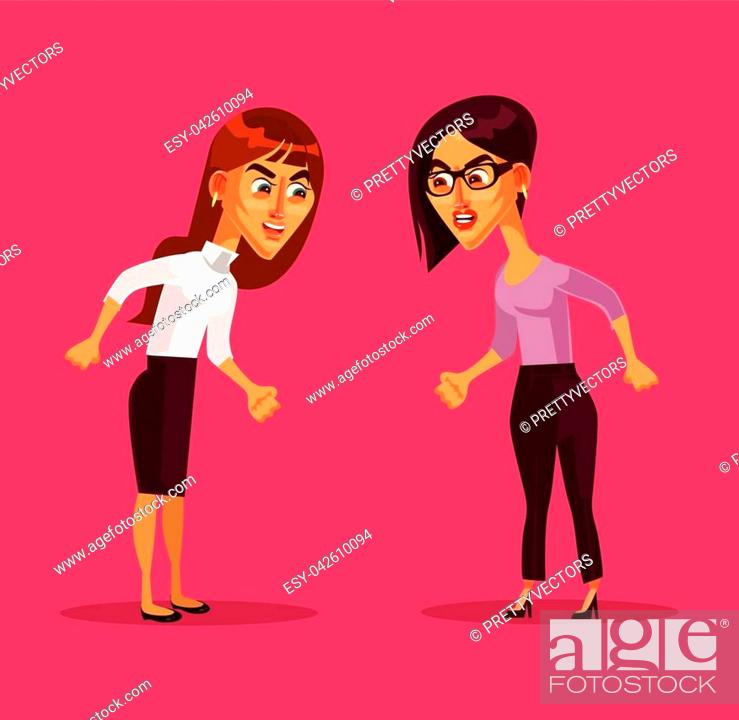 Two angry woman characters arguing. Vector flat cartoon illustration, Stock  Vector, Vector And Low Budget Royalty Free Image. Pic. ESY-042610094 |  agefotostock
