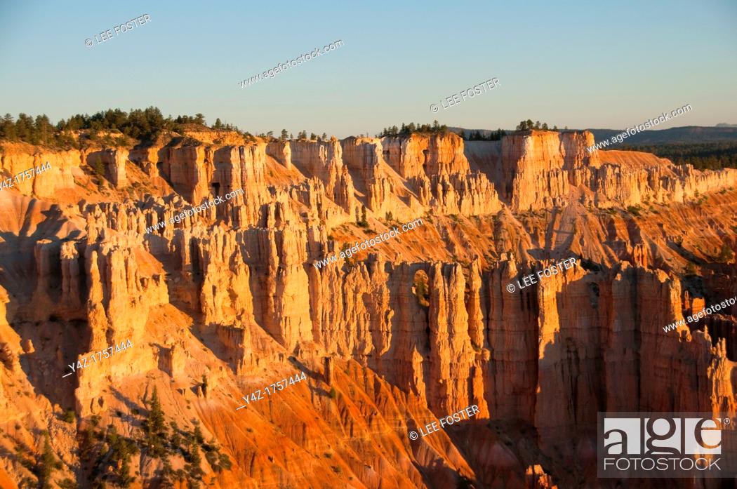 Stock Photo: USA, Utah, dawn light on landscape at Bryce Point in Bryce Canyon National Park.
