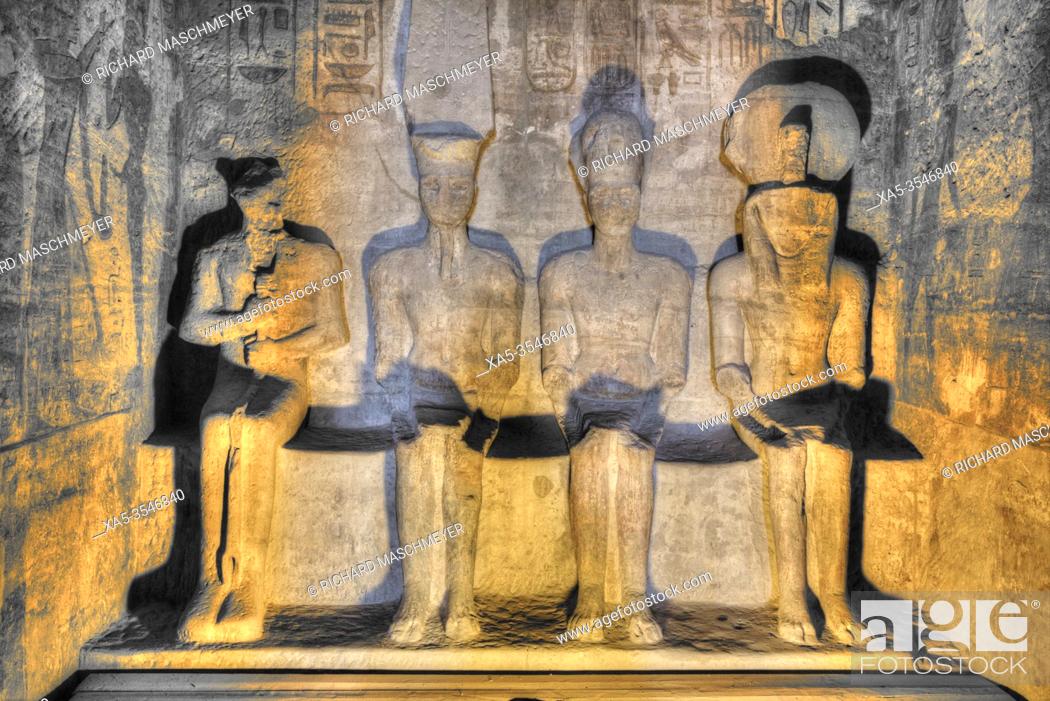 Photo de stock: Statues of Deities, Sanctuary, Ramses II Temple, UNESCO World Heritage Site, Abu Simbel, Egypt.