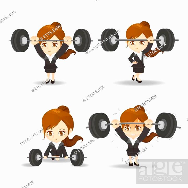 cartoon illustration set of Success Business woman weight lifting, Stock  Vector, Vector And Low Budget Royalty Free Image. Pic. ESY-036781429 |  agefotostock