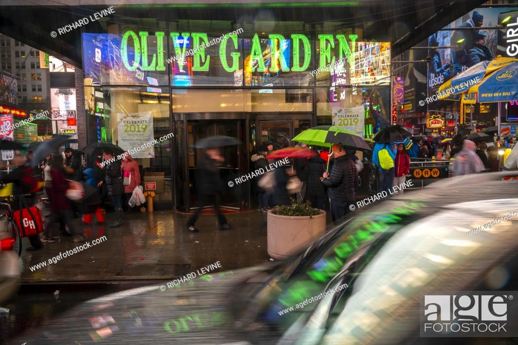 An Olive Garden Restaurant In Times Square In New York Is Seen On