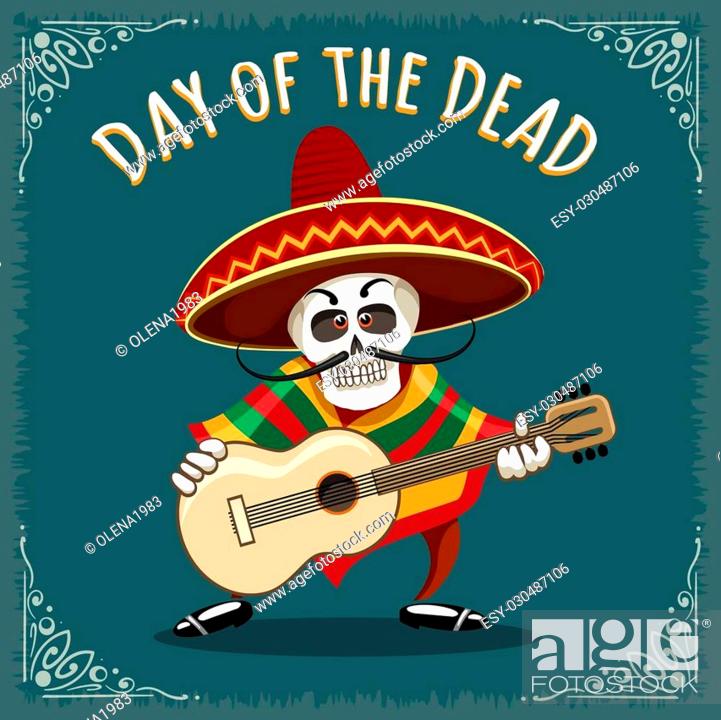 Day of the Dead illustration. Skull Mariachi guitar player drawn in cartoon  style, Stock Vector, Vector And Low Budget Royalty Free Image. Pic.  ESY-030487106 | agefotostock