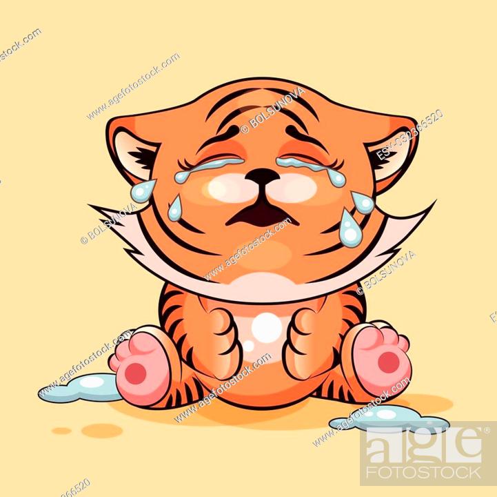 Vector Stock Illustration isolated Emoji character cartoon Tiger cub  crying, Stock Vector, Vector And Low Budget Royalty Free Image. Pic.  ESY-032366520 | agefotostock