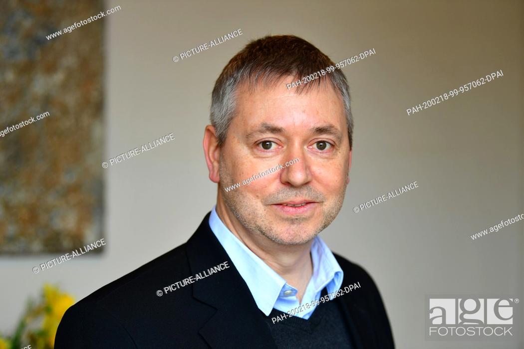 Stock Photo: 17 February 2020, Brandenburg, Potsdam: Matthias Simmich, curator of the special exhibition ""Potsdam Conference 1945"" of the Prussian Palaces and Gardens.