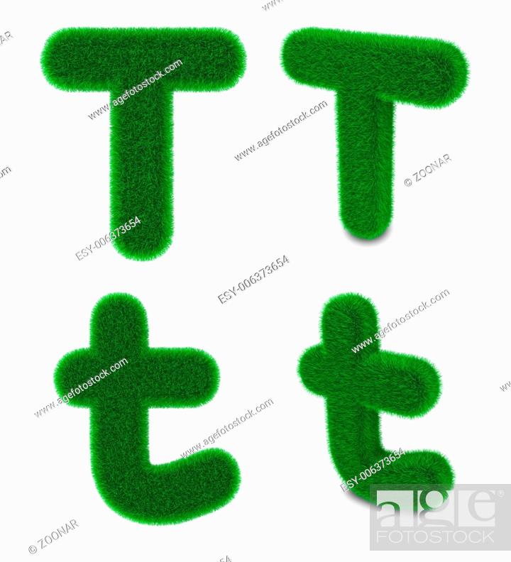 Stock Photo: Letter T made of grass.