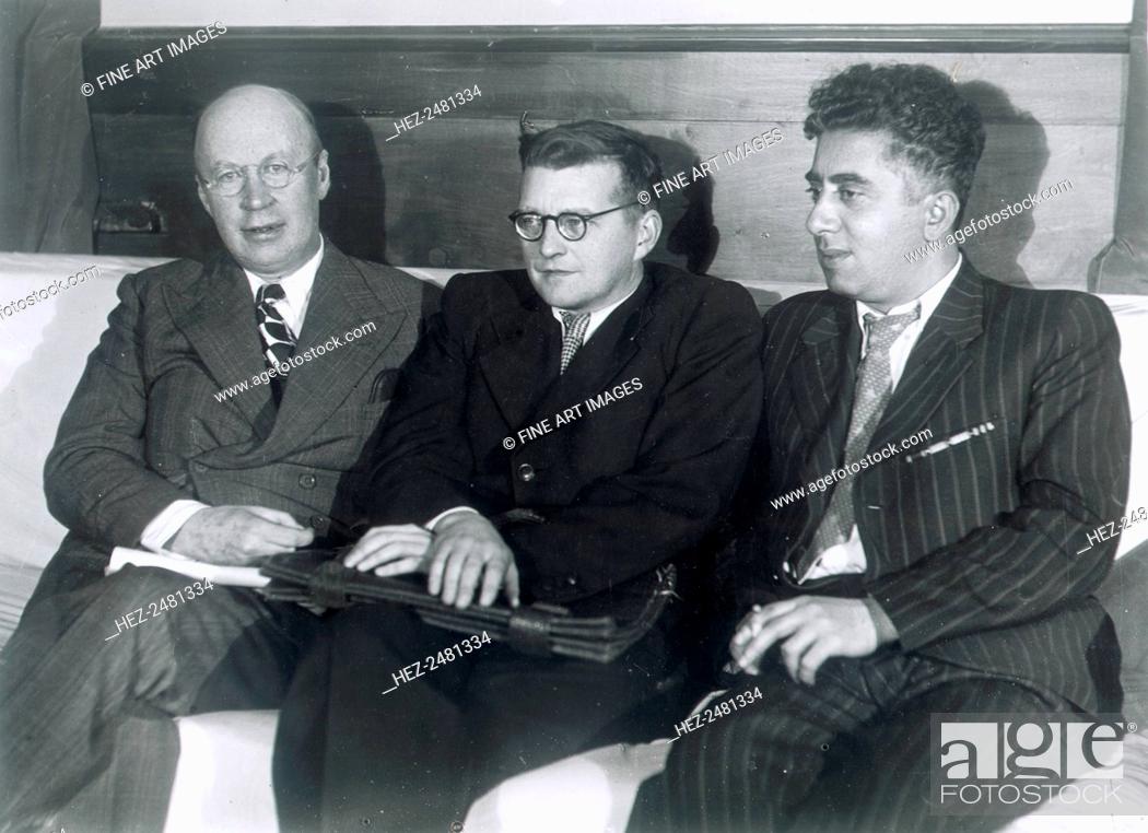 Stock Photo: Sergei Prokofiev, Dmitri Shostakovich and Aram Khachaturian, Russian composers, 1945. Prokofiev (1891-1953), Shostakovich (1906-1975) and Khachaturian.