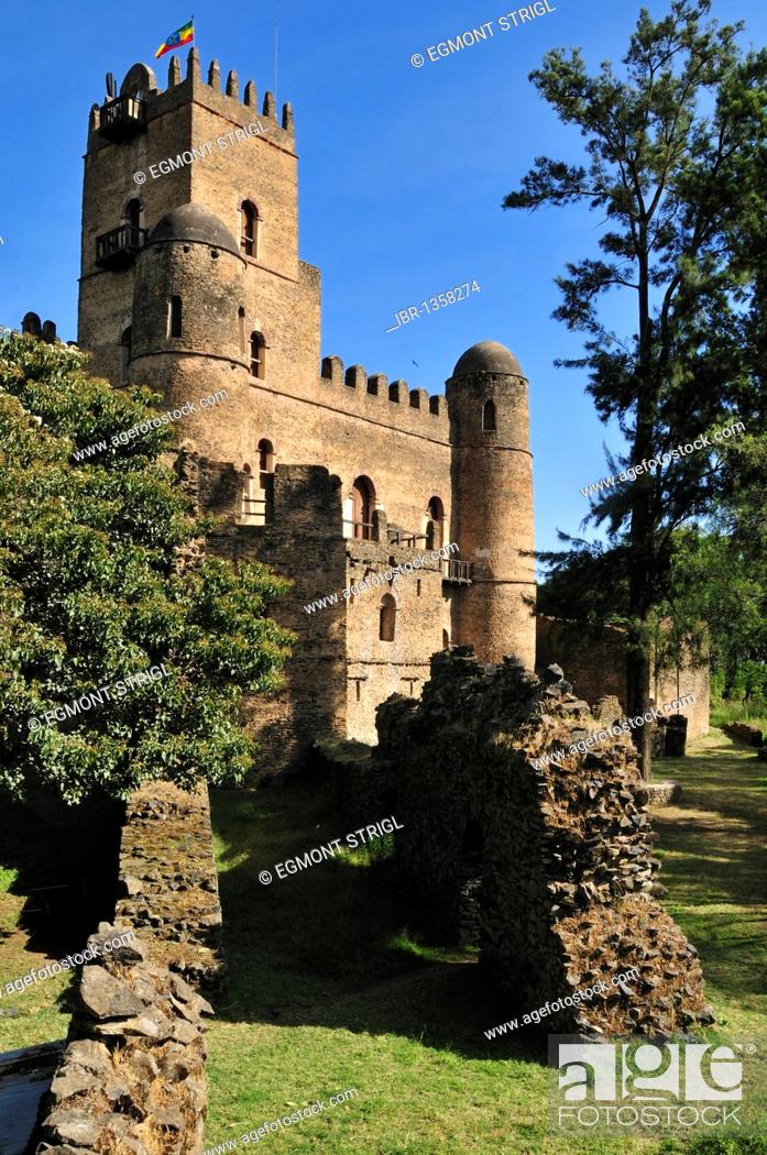 Stock Photo: Fasiladas Palace, Royal Enclosure Fasil Ghebbi, UNESCO World Heritage Site, Gonder, Gondar, Amhara, Ethiopia, Africa.