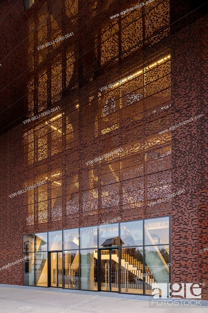 single Goodwill shovel Perforated corten steel facade. Cricoteka - Museum of Tadeusz Kantor,  Kraków, Poland, Stock Photo, Picture And Rights Managed Image. Pic.  VIW-IBUJ-0060-0041 | agefotostock