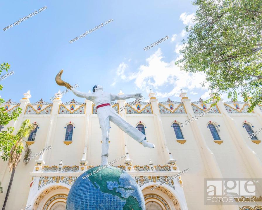 Stock Photo: Statue in front of Jai Alai palace, Tijuana, Baja California, Mexico.