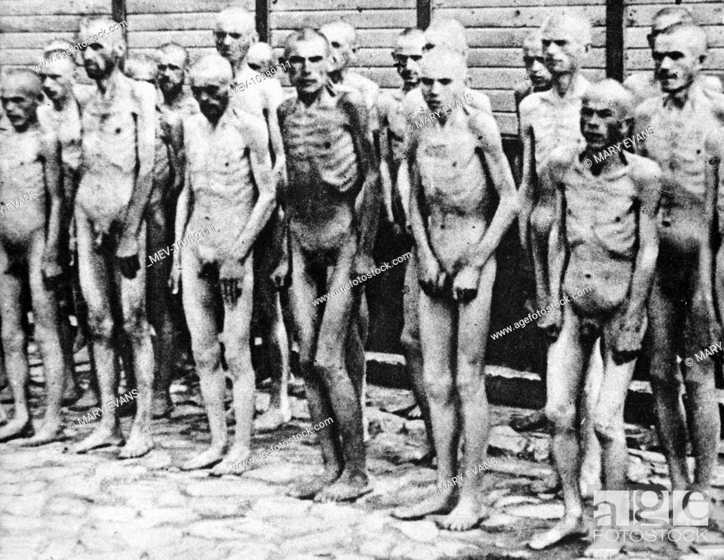 Emaciated and naked prisoners in a concentration camp, Second World War, Foto de Stock, Imagen Derechos Protegidos Pic. MEV-10989111 | agefotostock