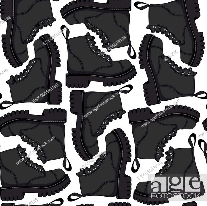 Stock Vector: Color vector seamless pattern with black boots.