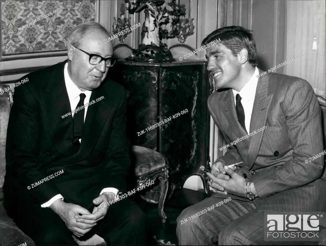 Stock Photo: Mar. 03, 1968 - Rome, March 1968- President Giuseppe Saraget received today at Quirinale Palace the world champion Nino Benvenuti who was accompanied by his.