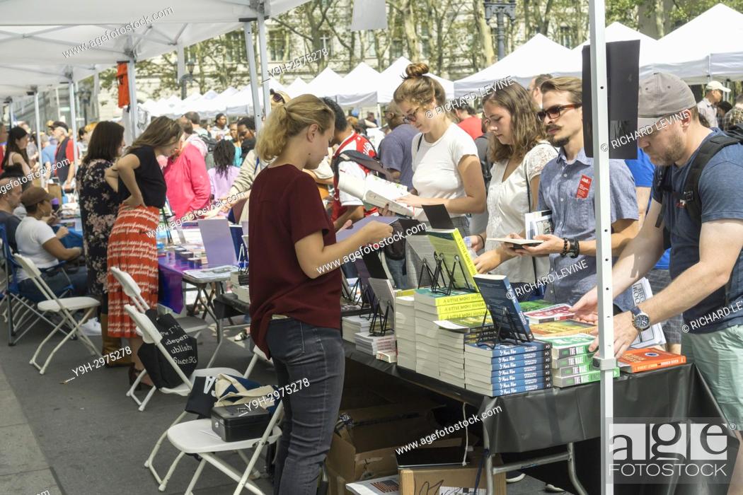 Stock Photo: Book lovers flock to the Brooklyn Book Festival in Brooklyn in New York on Sunday, September 17, 2017. The festival features over 300 authors and 200.