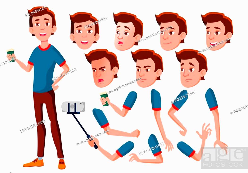 Teen Boy Vector. Teenager. Face. Children. Face Emotions, Various Gestures,  Stock Vector, Vector And Low Budget Royalty Free Image. Pic. ESY-045841853  | agefotostock