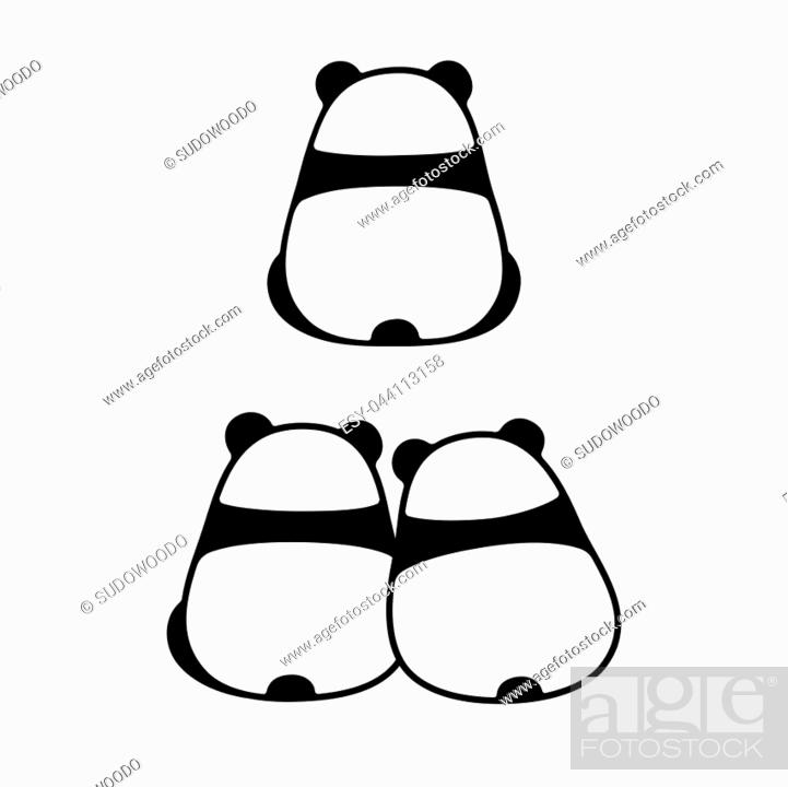 One lonely panda, back view, and panda couple in love. Cute and simple  cartoon drawing, Stock Vector, Vector And Low Budget Royalty Free Image.  Pic. ESY-044113158 | agefotostock
