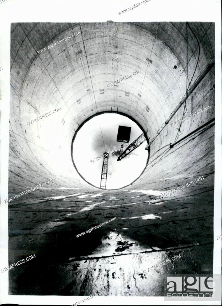 Stock Photo: 1962 - Giant rocket pit disclosed.:A massive launching pit to test fire enormous rocket propelled motors weighing 750 tons has been built in South Florida.