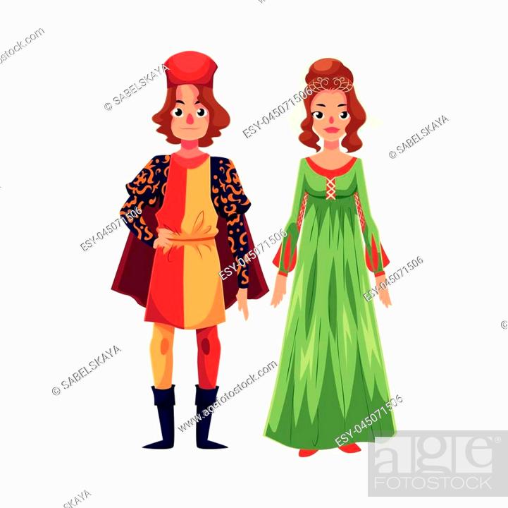 Italian Man and woman in Renaissance time costumes, clothing, Stock Vector,  Vector And Low Budget Royalty Free Image. Pic. ESY-045071506 | agefotostock
