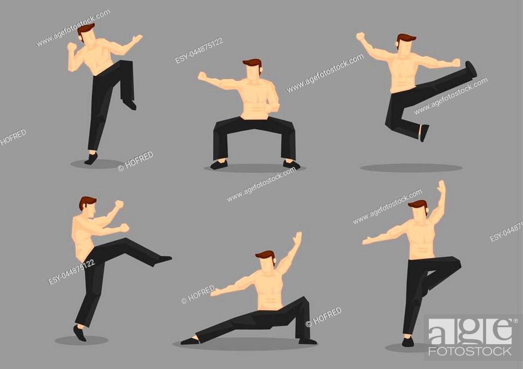 Set of six vector cartoon character of muscular topless man in various poses  of Chinese style..., Stock Vector, Vector And Low Budget Royalty Free  Image. Pic. ESY-044875122 | agefotostock