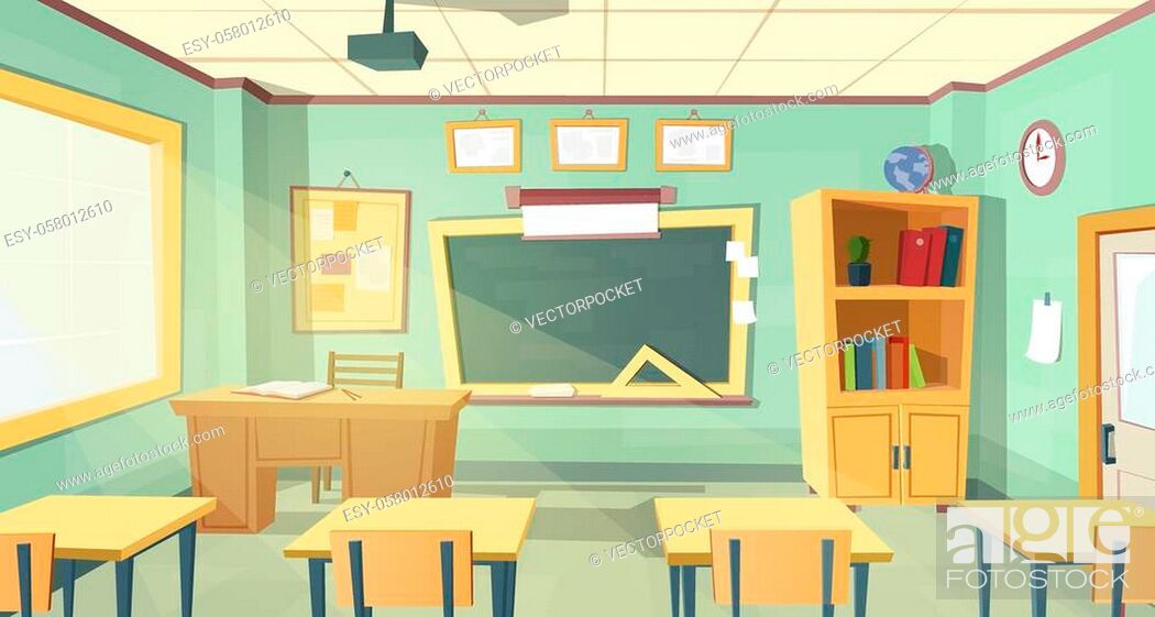 Vector cartoon background with empty school classroom, interior inside,  Stock Vector, Vector And Low Budget Royalty Free Image. Pic. ESY-058012610  | agefotostock