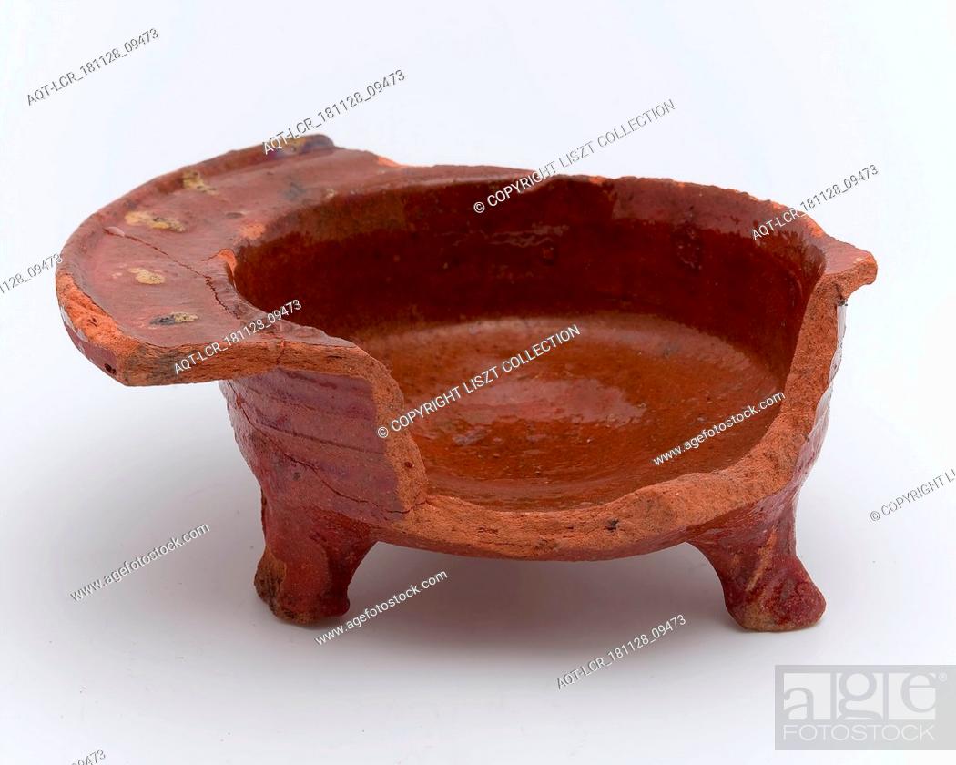 Stock Photo: Fragment earthenware bowl, cooking pot with wide rim, decorated with yellow dots, cooking pot? tableware holder kitchen utensils earthenware ceramics.