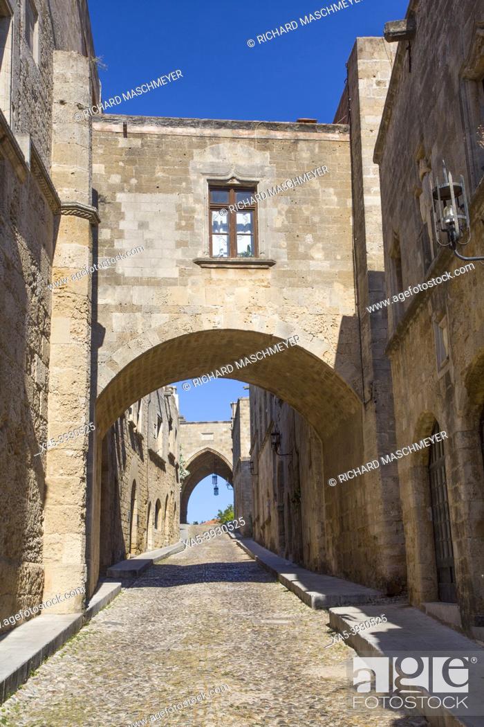 Stock Photo: Street of the Knights, Rhodes Old Town, Rhodes, Dodecanese Island Group, Greece.