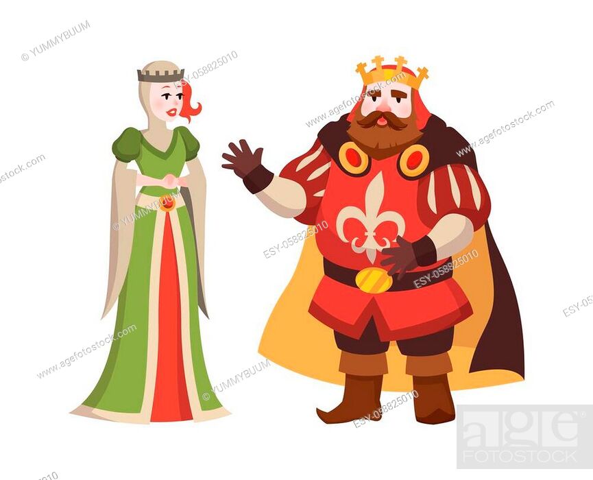 Cartoon king and queen. Fairy tales characters in crown and royal clothes  standing, Stock Vector, Vector And Low Budget Royalty Free Image. Pic.  ESY-058825010 | agefotostock